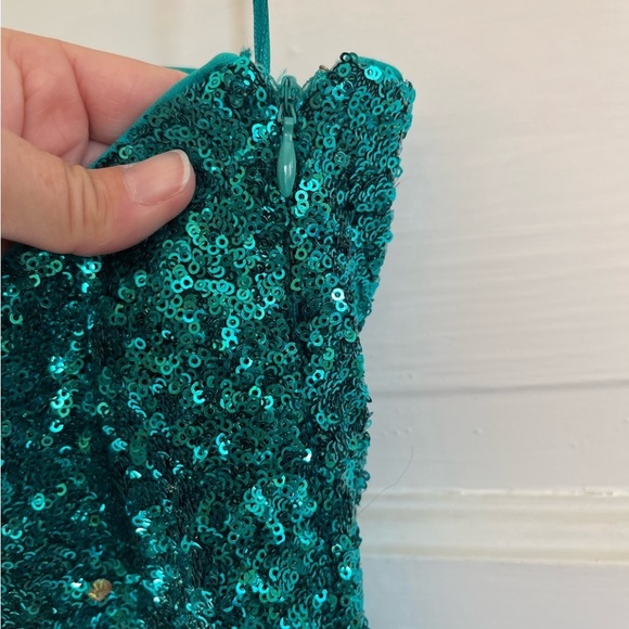 Gorgeous holiday La Femme Sequin One-shoulder, full length dress - Picture 12 of 16